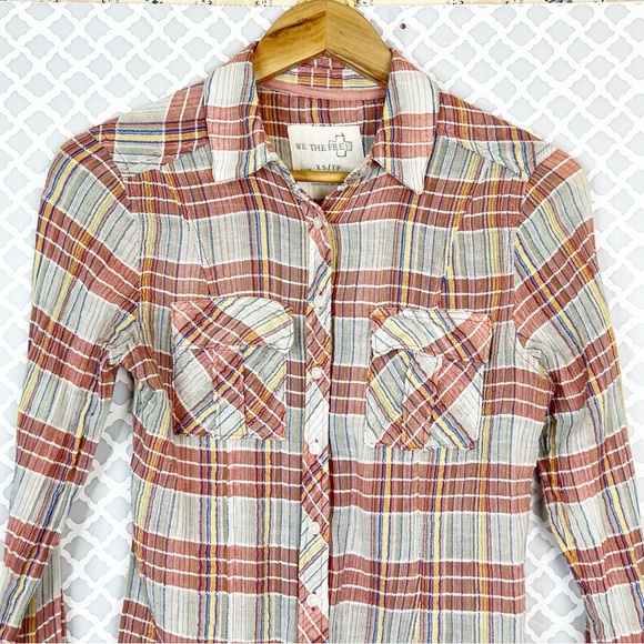GUC We The Free Plaid Gauze Long Sleeve Shirt - Picture 2 of 10